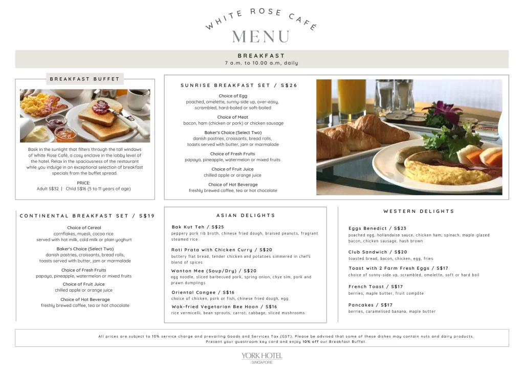 White Rose Cafe Breakfast Menu